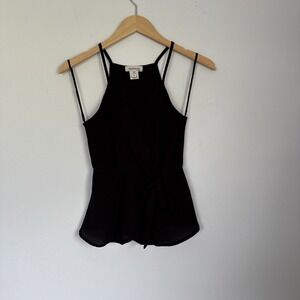 Monteau Black Sleeveless Wrap Peplum‎ Tie Waist Top Women's Small
